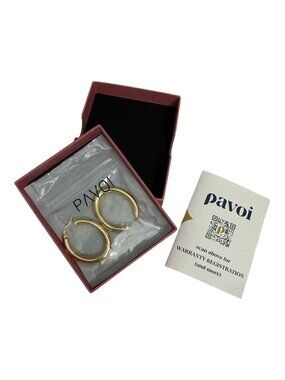 NIB New Pavoi 14K Gold-Plated Sterling Silver Hoop Earrings Gift Box